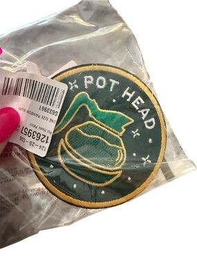 Green & Gold "Pot Head" Embroidered Patch funny coffee pot dollskill